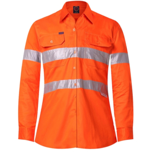 WORKWEAR, SAFETY & CORPORATE CLOTHING SPECIALISTS - Ladies Long Sleeve Vented Shirts w/ 3M 8910 Reflective Tape