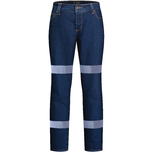WORKWEAR, SAFETY & CORPORATE CLOTHING SPECIALISTS - Ladies Stretch Denim Jeans 1 Row of 3M Tape
