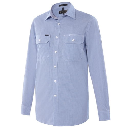 WORKWEAR, SAFETY & CORPORATE CLOTHING SPECIALISTS - Pilbara Mens Y/D Check, Dual Pocket, L/S Shirt