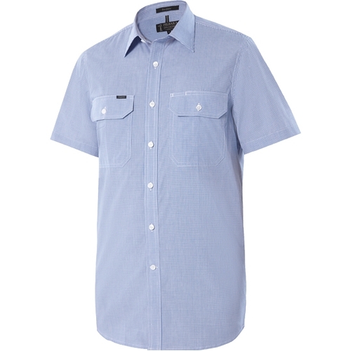 WORKWEAR, SAFETY & CORPORATE CLOTHING SPECIALISTS - Pilbara Mens Y/D Check, Dual Pocket, S/S Shirt