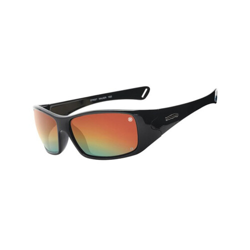 WORKWEAR, SAFETY & CORPORATE CLOTHING SPECIALISTS - Street Walker  Black Gloss Frame Red Mirror Lens