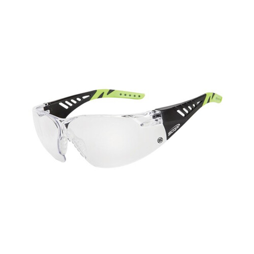 WORKWEAR, SAFETY & CORPORATE CLOTHING SPECIALISTS - Biosphere Black/Lime Green Temple AF/AS Clear Lens