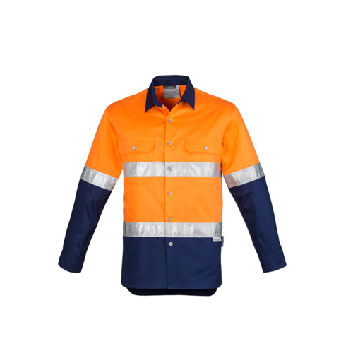 WORKWEAR, SAFETY & CORPORATE CLOTHING SPECIALISTS - Mens Hi Vis Industrial L/S Shirt - Hoop Taped