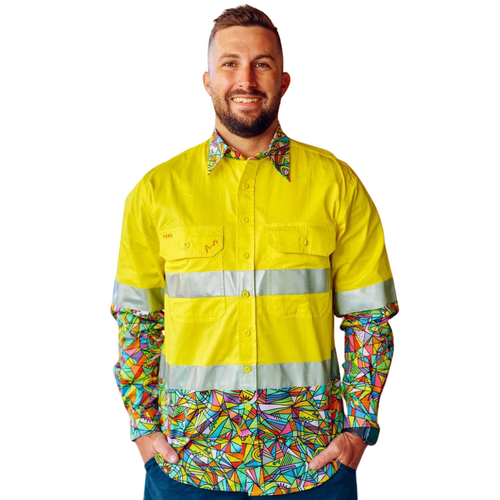 WORKWEAR, SAFETY & CORPORATE CLOTHING SPECIALISTS - Men's Bonza Yellow Day/Night Hi Vis Full Button Workshirt
