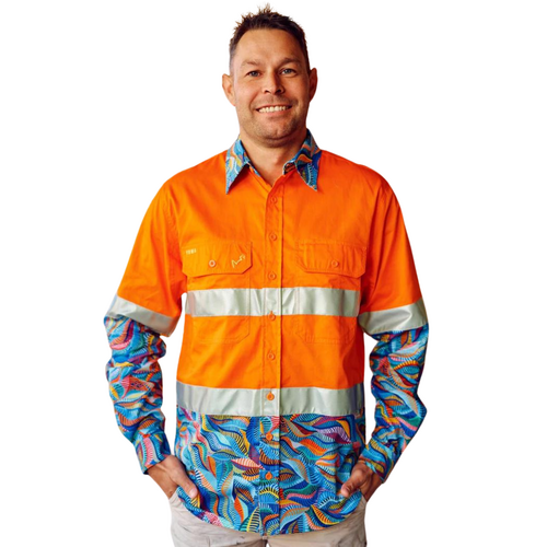 WORKWEAR, SAFETY & CORPORATE CLOTHING SPECIALISTS - Men's Snazzy Orange Day/Night Hi Vis Full Button Workshirt