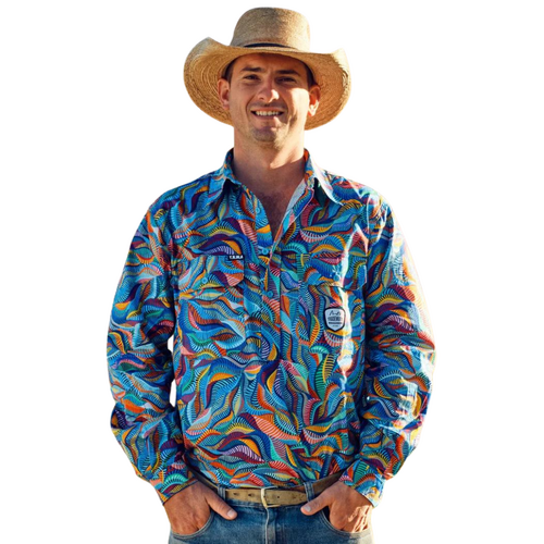 WORKWEAR, SAFETY & CORPORATE CLOTHING SPECIALISTS - Men's Snazzy Half Button Full Print Workshirt