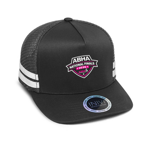 WORKWEAR, SAFETY & CORPORATE CLOTHING SPECIALISTS - INIVI SEAMLESS SIDE AND BACK PANEL POLYCOTTON/MESH - SNAPBACK (Inc Emb Logo CAP - The National finals logo (Pink) 