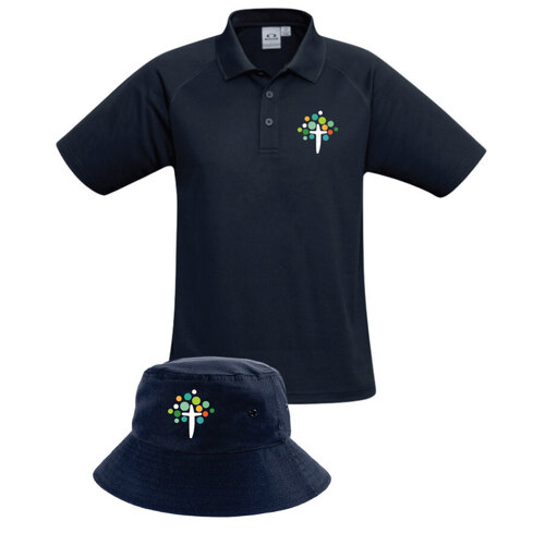 WORKWEAR, SAFETY & CORPORATE CLOTHING SPECIALISTS - Kids Polo + Bucket Hat (Printed with Diocese of Toowoomba decoration)