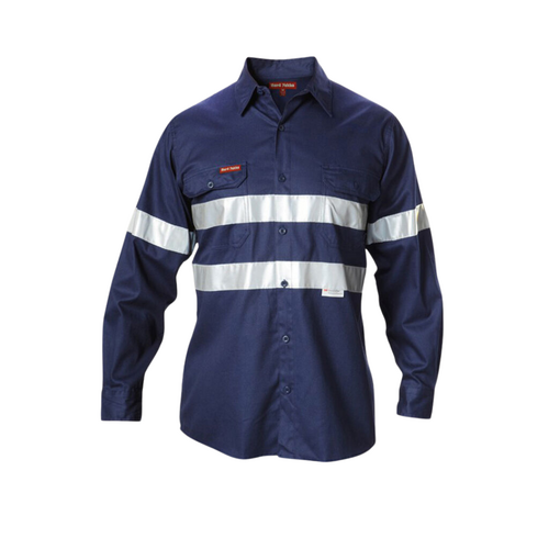 WORKWEAR, SAFETY & CORPORATE CLOTHING SPECIALISTS - Foundations - Hi-Visibility Cotton Drill Shirt with 3M Tape Long Sleeve